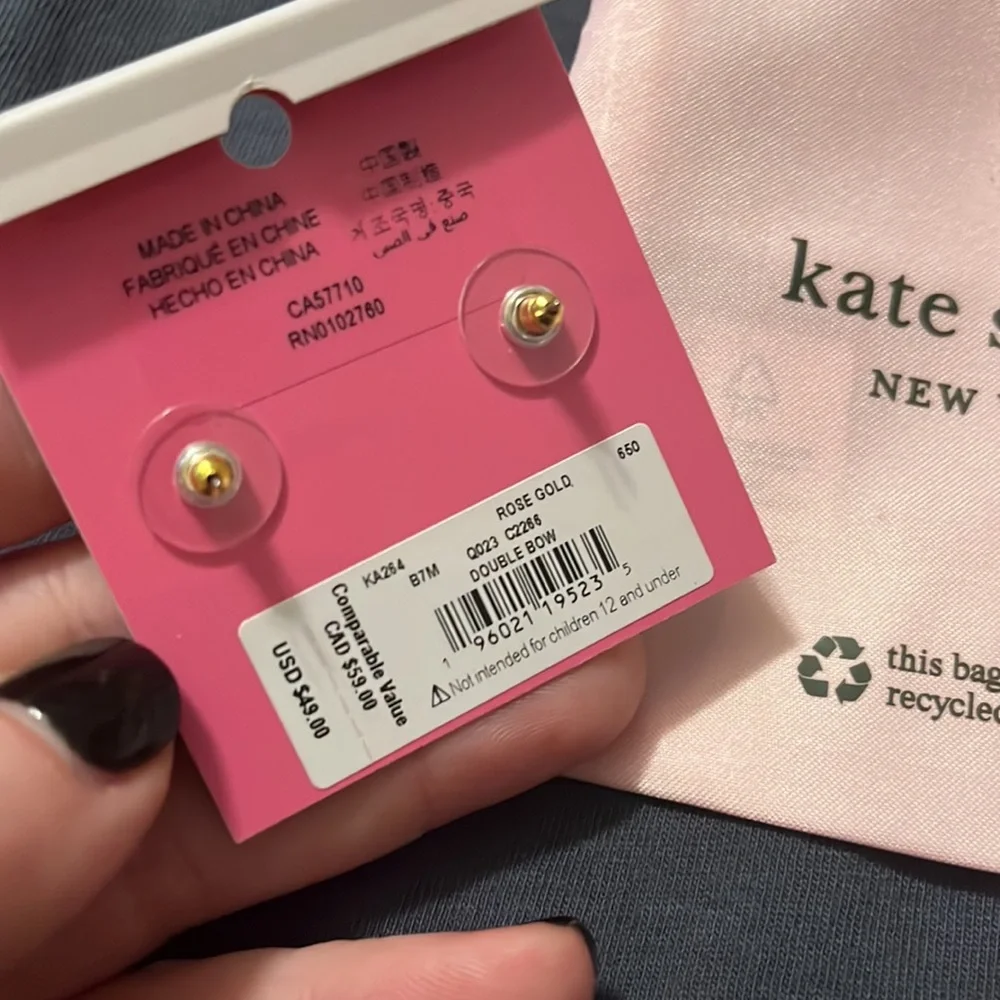 Kate spade rose gold bow tie earrings NWT